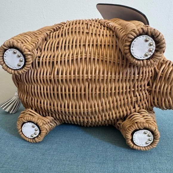 Kate Spade Wicker Tiny Elephant Crossbody Novelty Bag Collectible Preppy - Picture 9 of 16